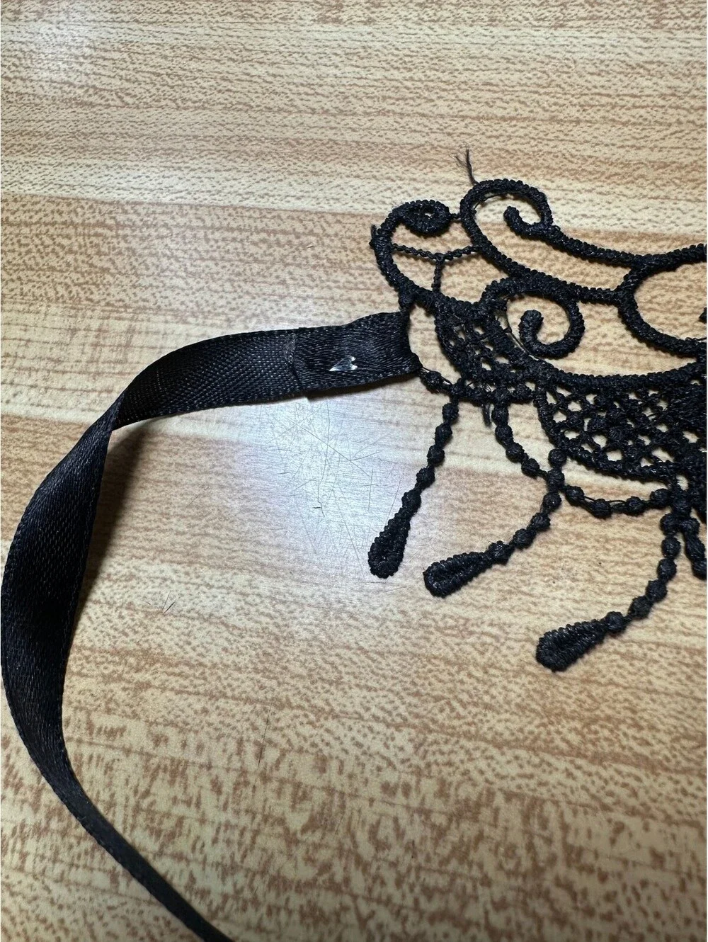 Black Lace Fabric Masquerade Mask Intricate Feather Design